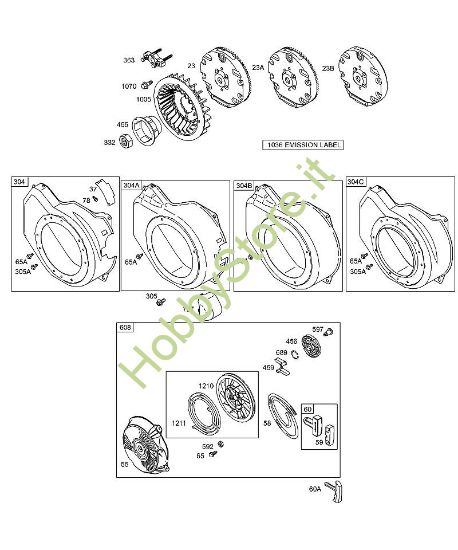 C - Alloggiamento ventola/ripari ventola, volano, kit guarnizioni carburatore, dispositivo autoavvolgente B&S - 12 €¦ 126492-0165-E1 brand Stihl